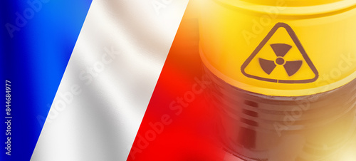 Barrel uranium. France flag...