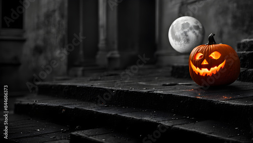 Halloween pumpkin background, terrifying atmosphere, holiday celebration, banners and background, photo