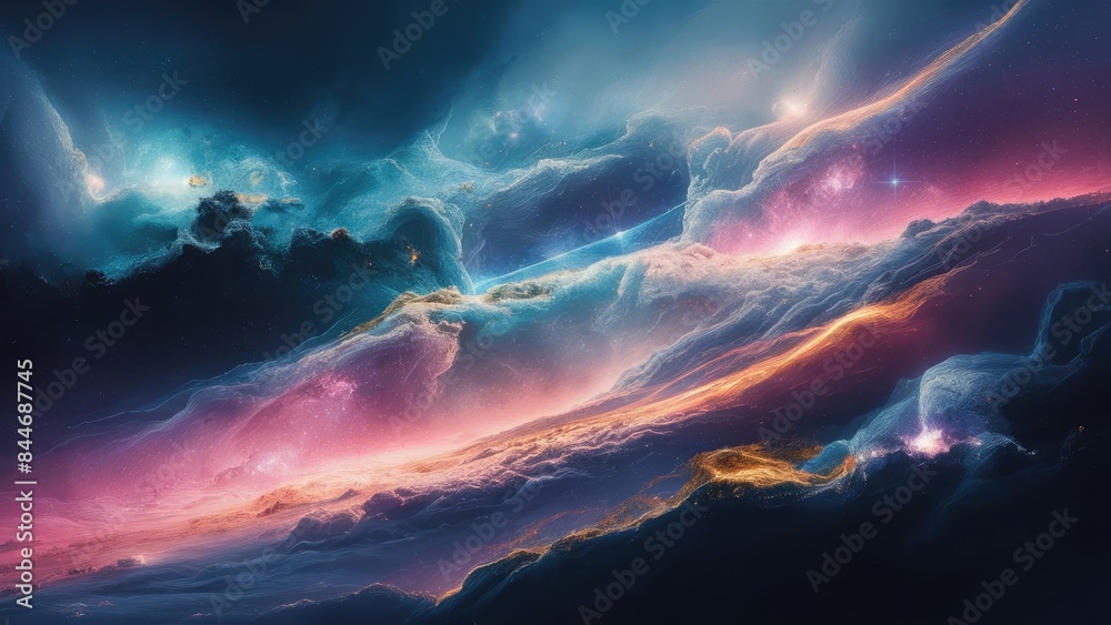 Nebula and stars in night sky web banner Nebula and stars in night sky web banner