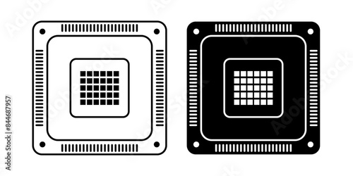 Computer chip icons, processor cpu icon