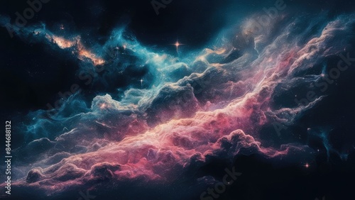 Nebula and stars in night sky web banner