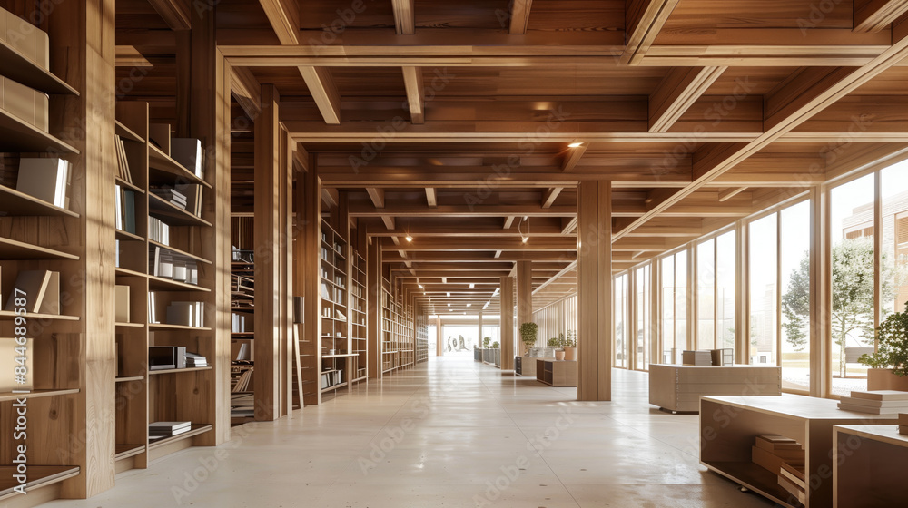 Wooden Japanese warehouse filled with goods. Background image. Created with Generative AI technology. Wooden Japanese warehouse filled with goods. Background image. Created with Generative AI technology.