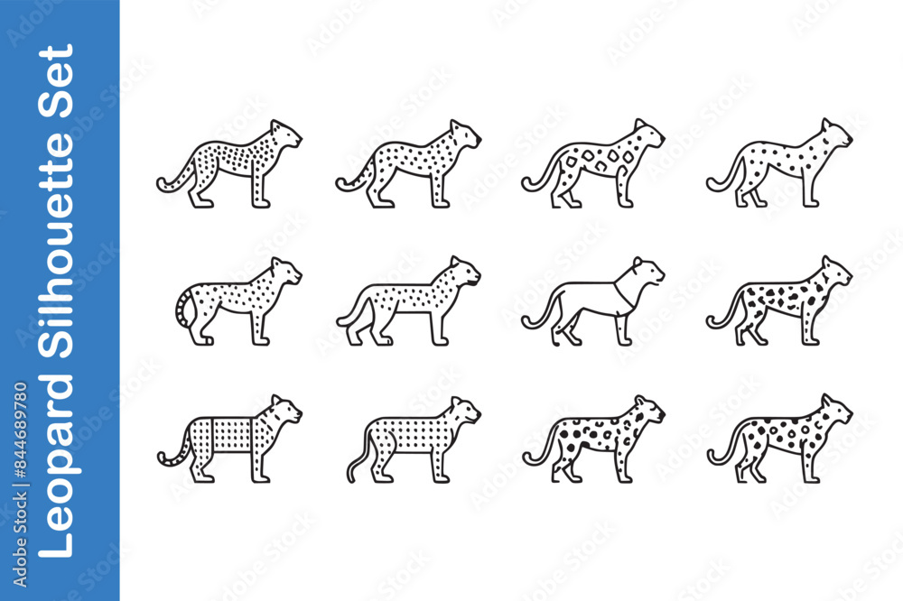 Leopard silhouette set with vector. Leopard silhouette set with vector.