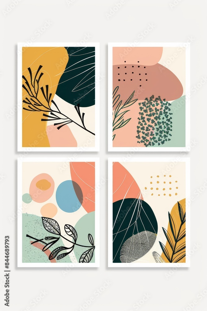 Abstract Floral Art Prints in Earthy Tones Abstract Floral Art Prints in Earthy Tones