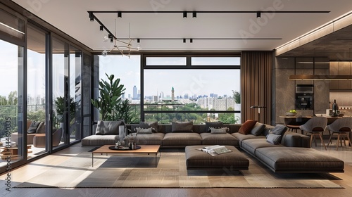 modern apartment design with big windows