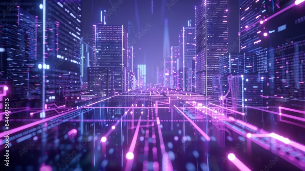 167 Futuristic virtual data city holographic interface projection 167 Futuristic virtual data city holographic interface projection