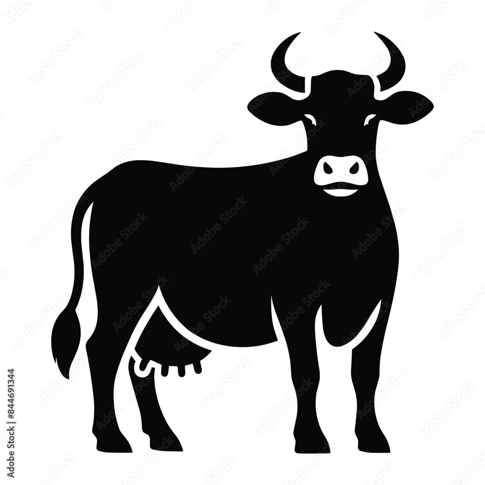 Black silhouette of domestic cow on a white background vector illustration Black silhouette of domestic cow on a white background vector illustration