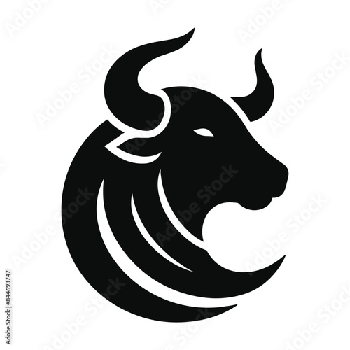 Bull head mascot silhouette on a white background vector illustration photo