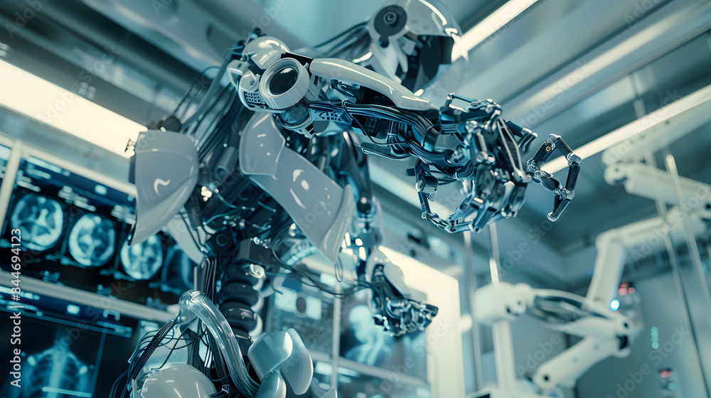 Fototapeta premium Robots and medical technology Helps doctors improve their ability to treat patients.