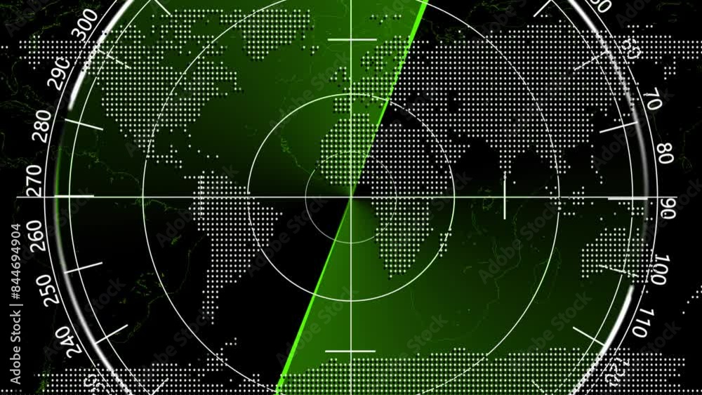 sonar radar Hub holographic animation with scan saver and communication system technology concept