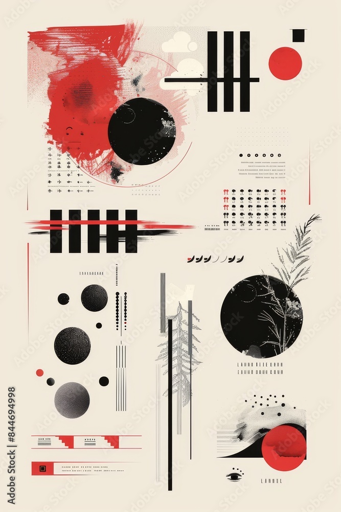 Obraz premium Abstract Red And Black Geometric Artwork With Minimalist Design