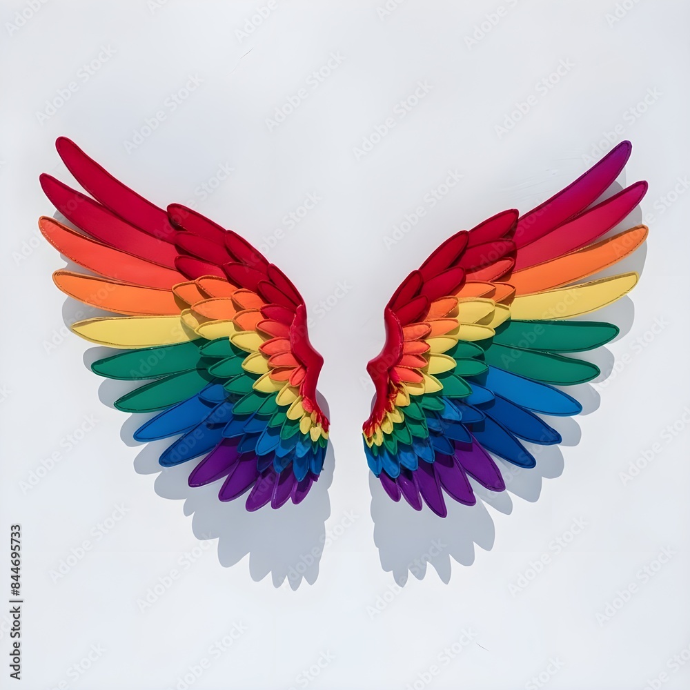 Obraz premium Rainbow pride wings isolated on White background.