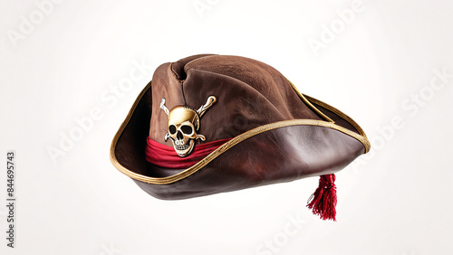 brown pirates hat isolated on white background