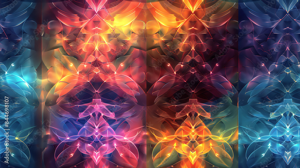 Naklejka premium Vibrant Abstract Pattern with Kaleidoscopic Colors