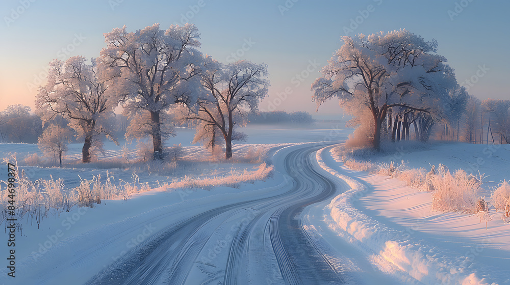 Obraz premium winter road in the forest