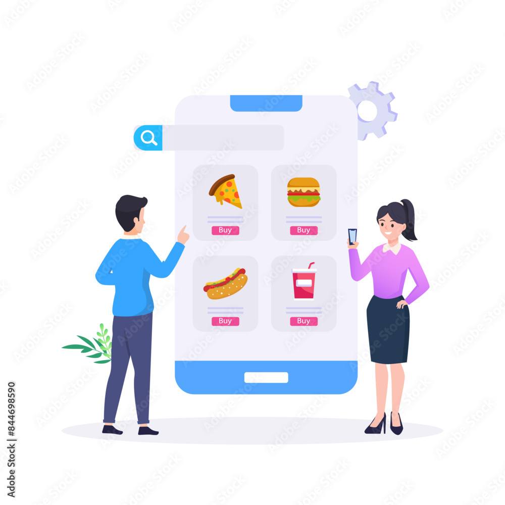 Online Food Order vector Illustration Online Food Order vector Illustration
