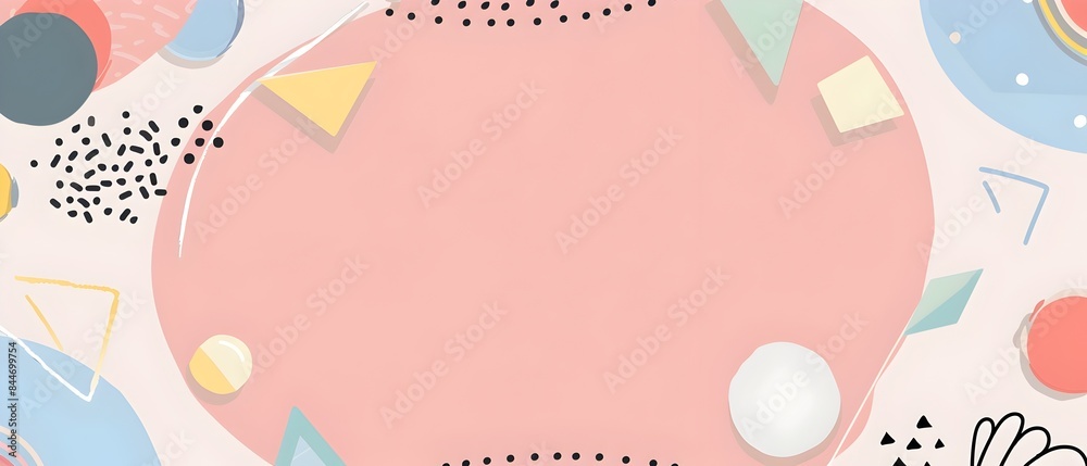 Whimsical Pastel Geometric and Free Shape Cartoonish Border Design with Blank Space for Mockup or Background Whimsical Pastel Geometric and Free Shape Cartoonish Border Design with Blank Space for Mockup or Background