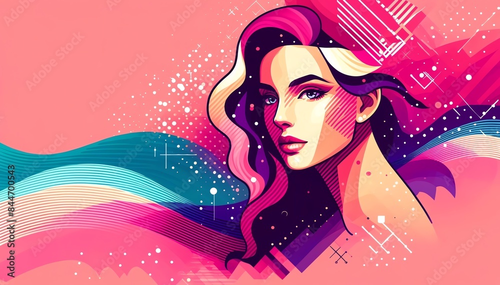 An abstract digital illustration of a beautiful woman An abstract digital illustration of a beautiful woman