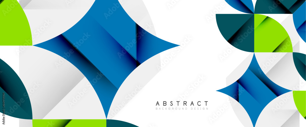 Minimal geometric elements on white. Petals, round triangles, star