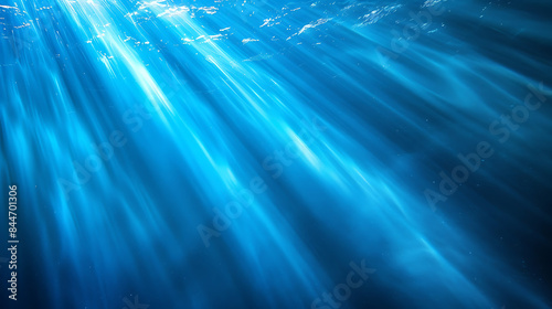 Underwater Sunlight Rays in Deep Blue Ocean