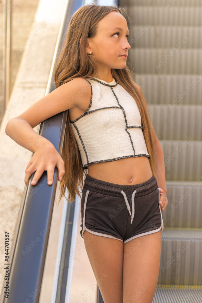 Engaging Portrait of a Beautiful Girl with Long Blonde Hair and Green