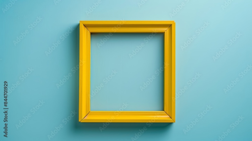 A yellow frame is on a blue background A yellow frame is on a blue background