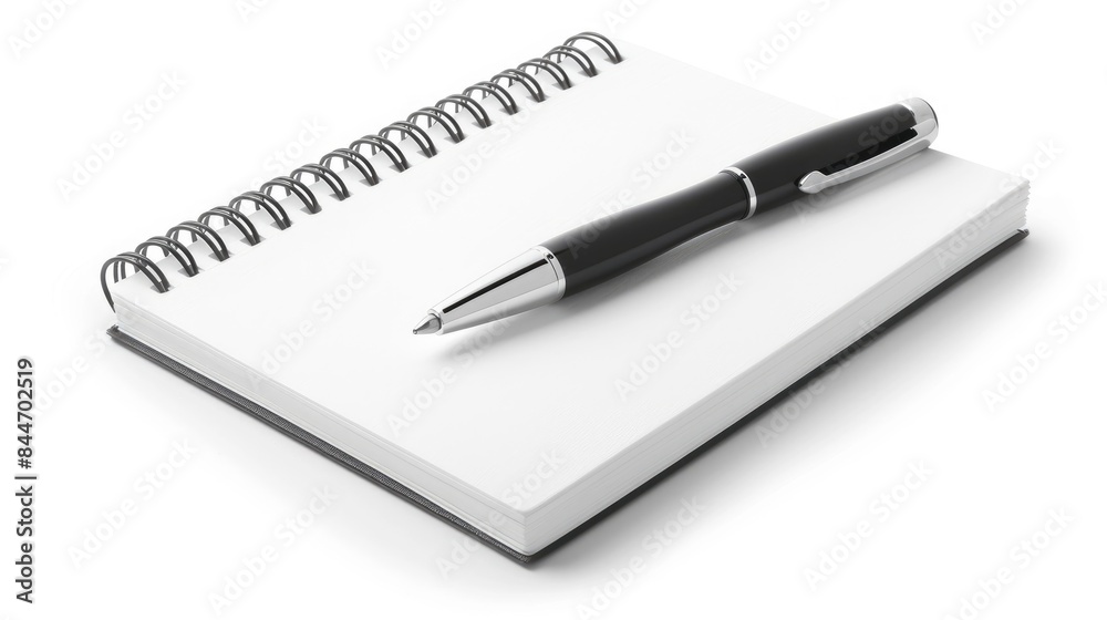 Notebook and pen on white background with clipping path Notebook and pen on white background with clipping path