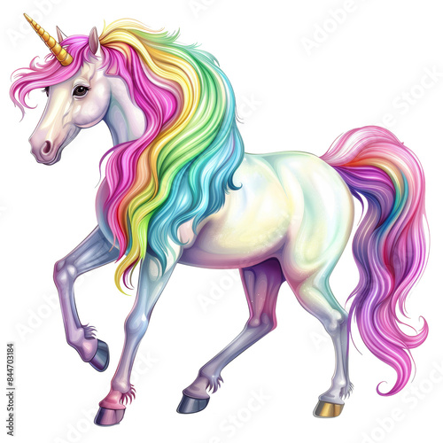 Fantastical unicorn with rainbow mane imagination and fantasy transparent background