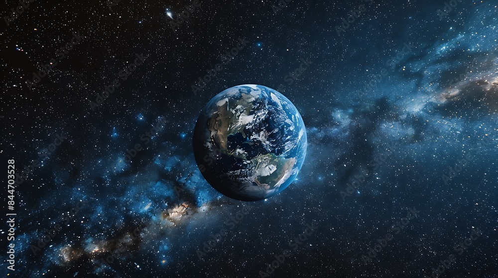 Obraz premium A breathtaking view of the Earth from space, captured by a satellite orbiting the planet, showcasing the beauty of our home planet against the backdrop of the cosmos.