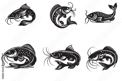 catfish silhouette vector illustration