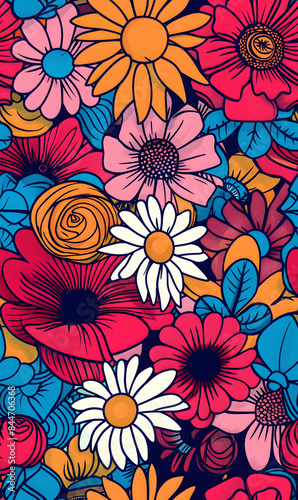 Wallpaper Mural Seamless pattern of flower. Torontodigital.ca