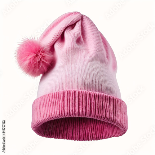 pink winter hat isolated on white background