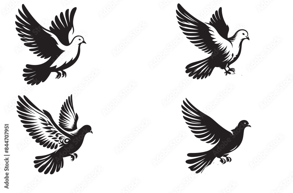 Obraz premium dove silhouette vector illustration