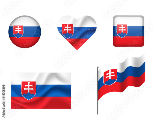 Slovakia flag - set of icons. Vector flag of Slovakia, symbol. Set of Slovakian flags - button, waved, heart. Free Download Slovakia flag - set of icons. Vector flag of Slovakia, symbol. Set of Slovakian flags - button, waved, heart. - GFXLoad