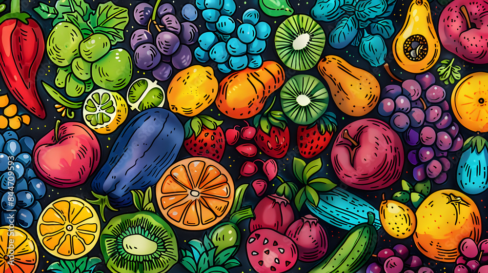 wallpaper or Frame of different exotic fruits on background, Space for text wallpaper or Frame of different exotic fruits on background, Space for text