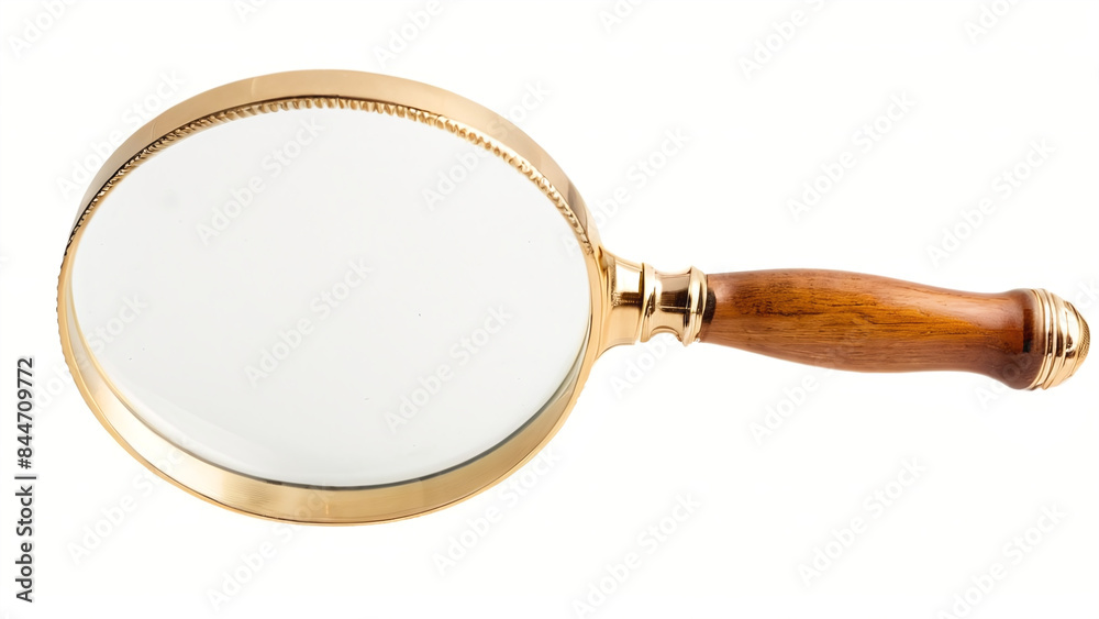Wooden Handle Magniying Glass isolated on white Wooden Handle Magniying Glass isolated on white
