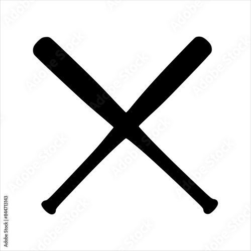 Two crossed baseball bat silhouette isolated on white background. Baseball bat icon vector illustration design.