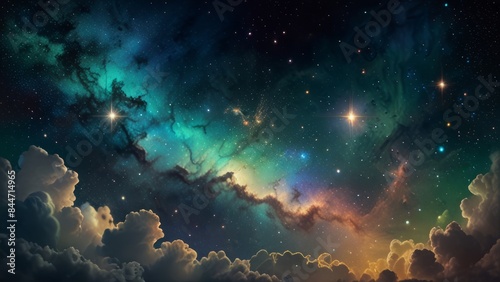 Beautiful nebulae and stars in the night sky. Supernova background wallpaper