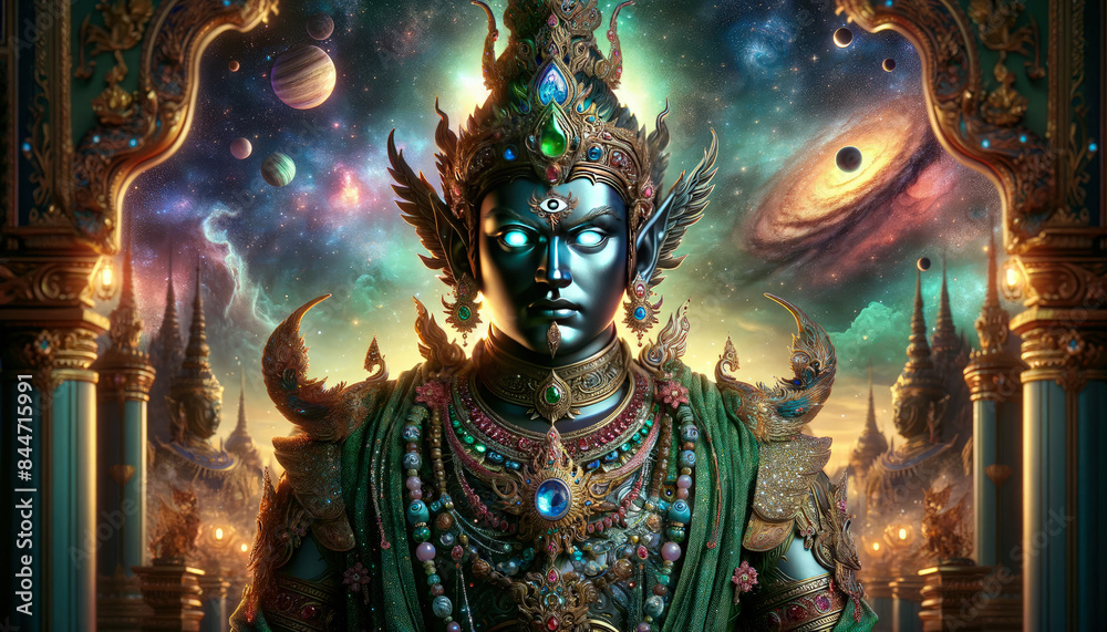 Mythological Guardian with Third Eye at Mystical Realm Entrance Mythological Guardian with Third Eye at Mystical Realm Entrance