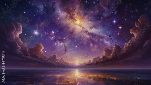 Beautiful nebulae and stars in the night sky. Supernova background wallpaper