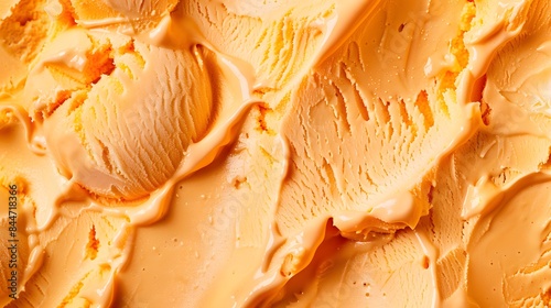 closeup view of orange ice cream surface. gelato ice cream background pattern