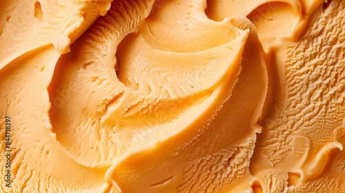 closeup view of orange ice cream surface. gelato ice cream background pattern