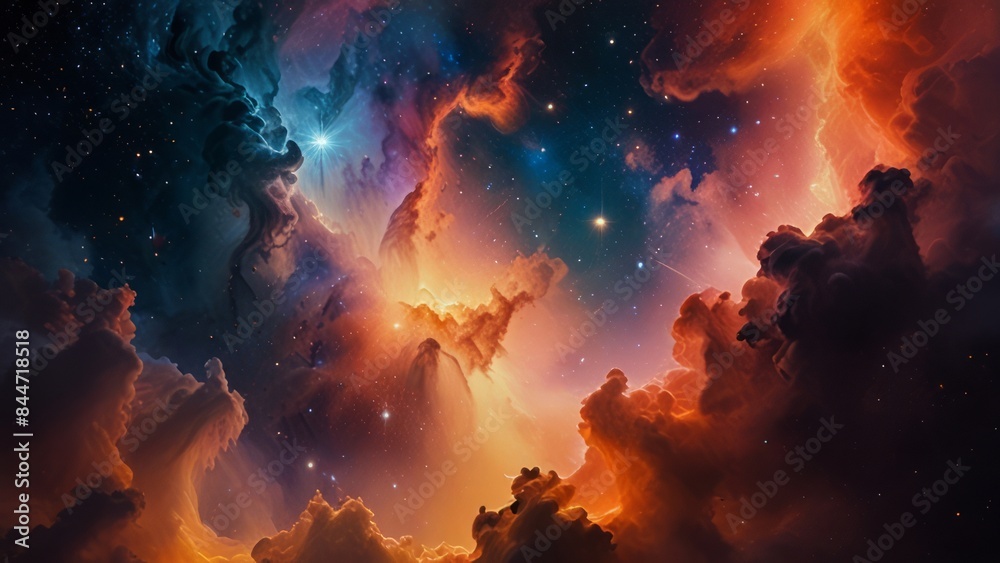 Obraz premium Beautiful nebulae and stars in the night sky. Supernova background wallpaper