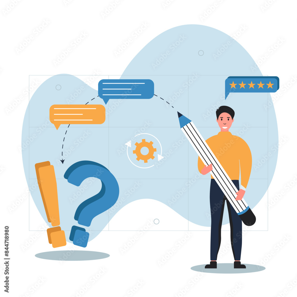 FAQ illustration concept. Characters use the FAQ section to get answers to their questions. Communicate with the FAQ chatbot. Questions and answers. Vector illustration. FAQ illustration concept. Characters use the FAQ section to get answers to their questions. Communicate with the FAQ chatbot. Questions and answers. Vector illustration.