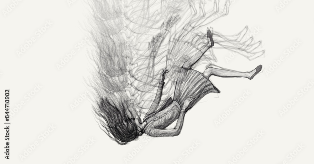 Falling woman. depression, bullying and sadness concept. drawing art. Falling woman. depression, bullying and sadness concept. drawing art.