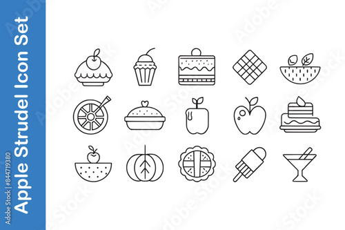 Apple strudel day icon set
