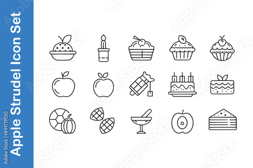 Apple strudel day icon set