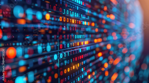 Abstract futuristic cyberspace with binary code, matrix background with digits, Programming code abstract technology background of software developer and Computer script, generative ai