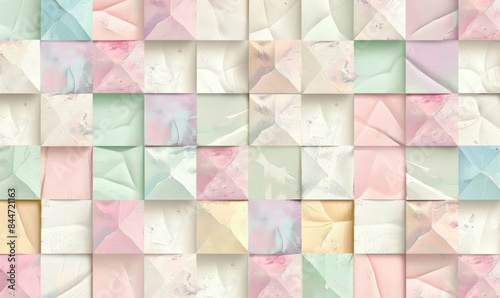 Soft Pastel-Colored Checkered Squares - Gentle and Soothing Digital Illustration