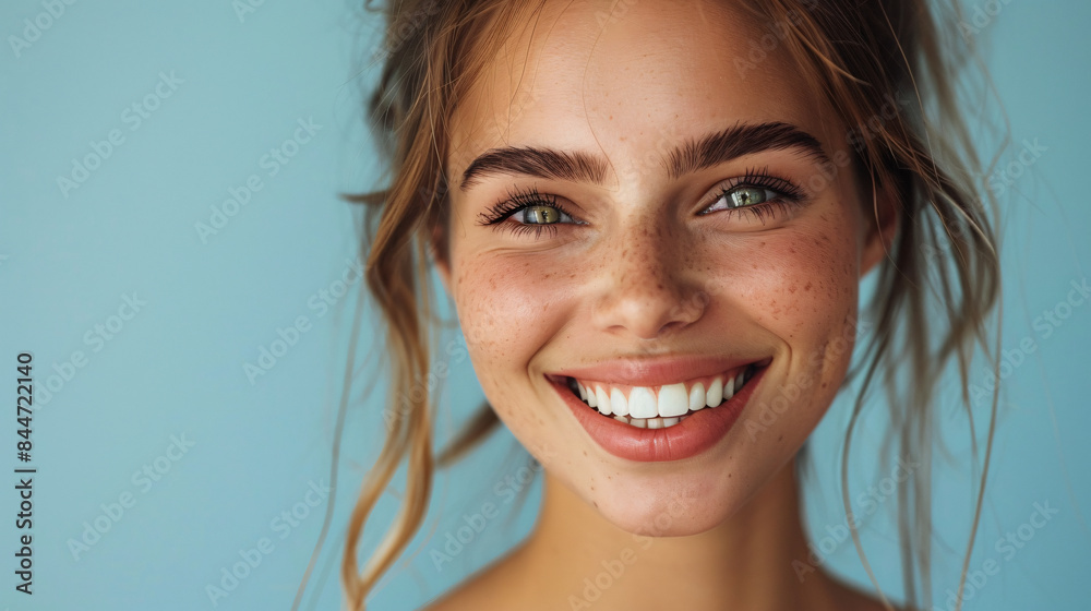 Portrait of a happy woman with bleached white teeth Portrait of a happy woman with bleached white teeth